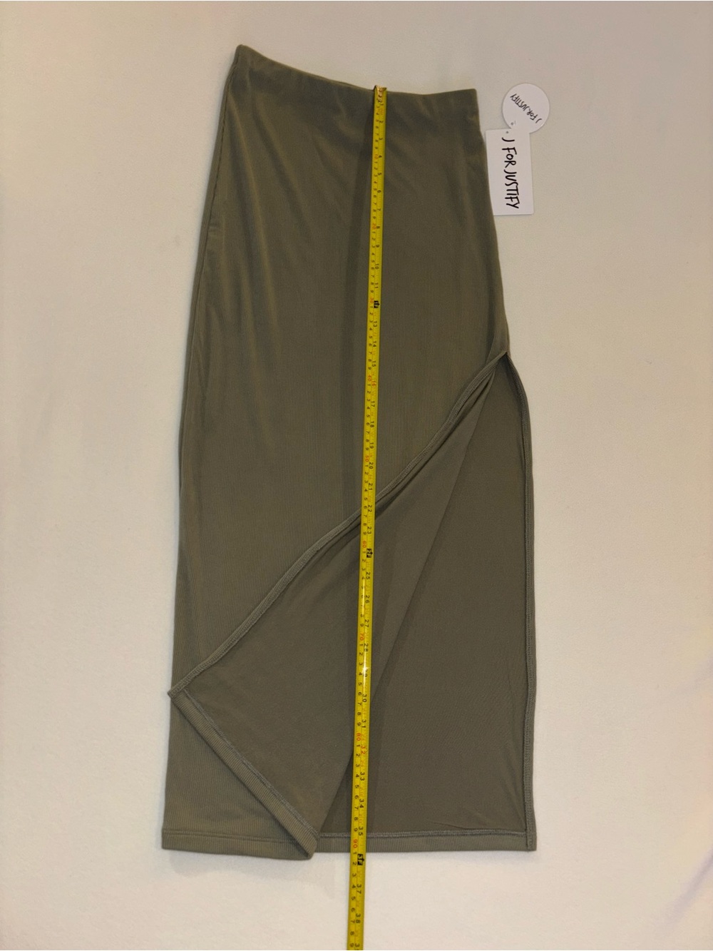 NWT Side Slit J For Justify Olive Ribbed Midi Skirt Medium - Picture 6 of 10